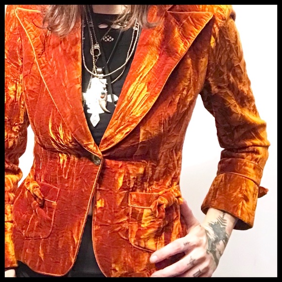 Vintage Jackets & Blazers - Totally rockin’ 70’s orange velvet blazer!